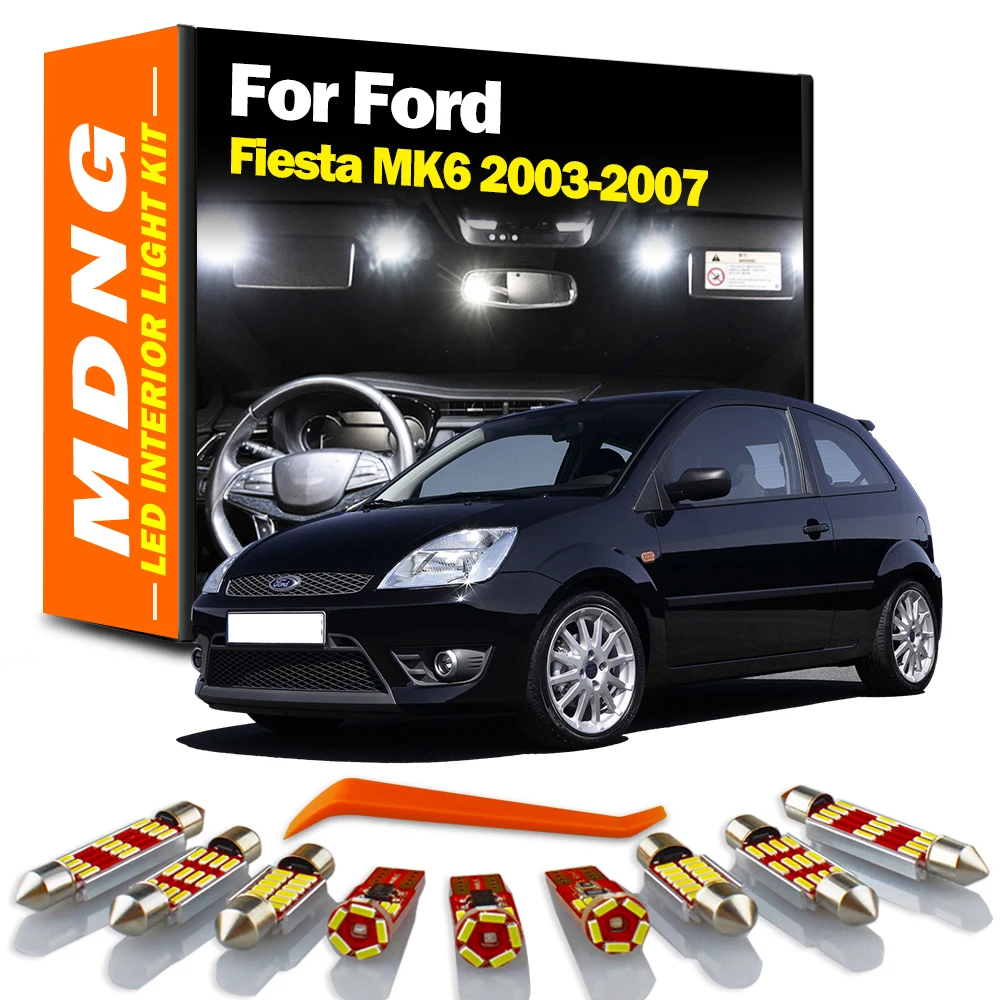 

MDNG, 13 шт., лампочка для интерьера, купол, карта багажника, номерной знак, фотоэлемент для Ford Fiesta MK6 2003 2004 2005 2006, автомобильные аксессуары