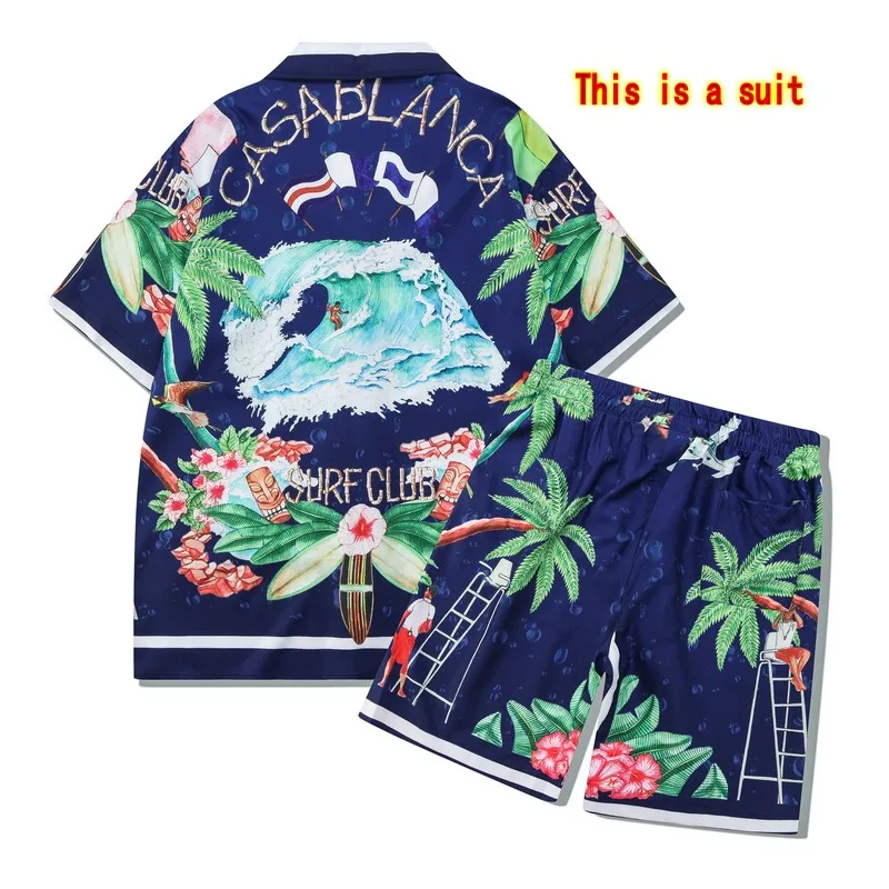

Surf Clube Print Casablanca Shirt Men Women Hawaii Beach Shirts