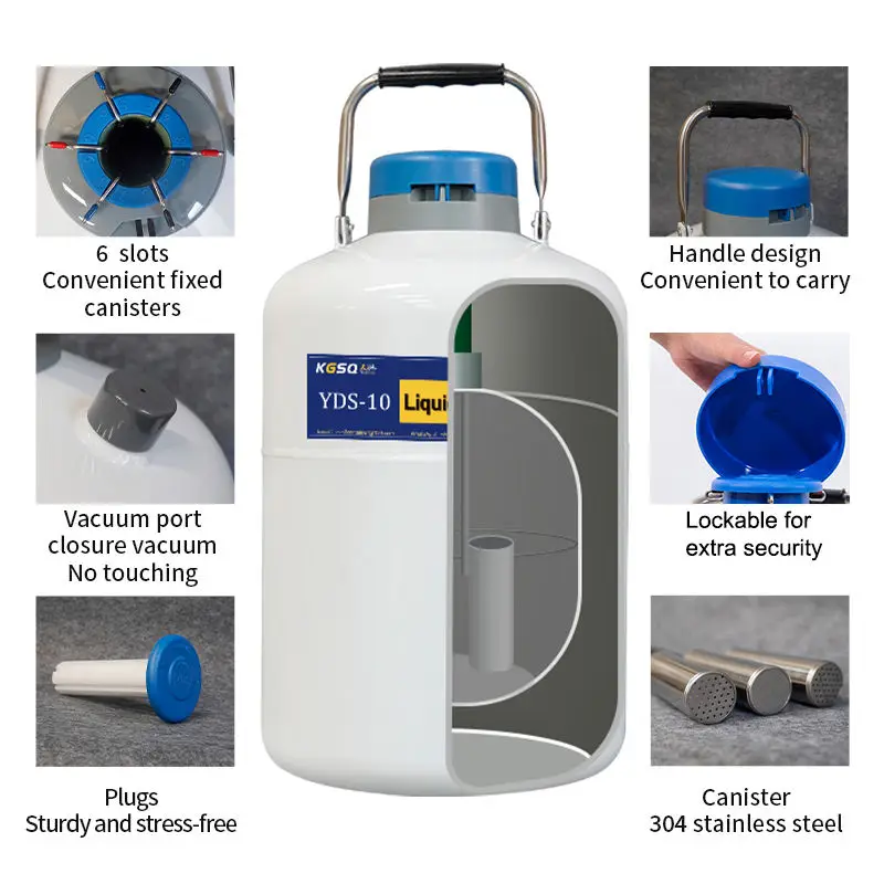 Портативный азотный бак для хранения спермы 10 л криогенный контейнер резервуар