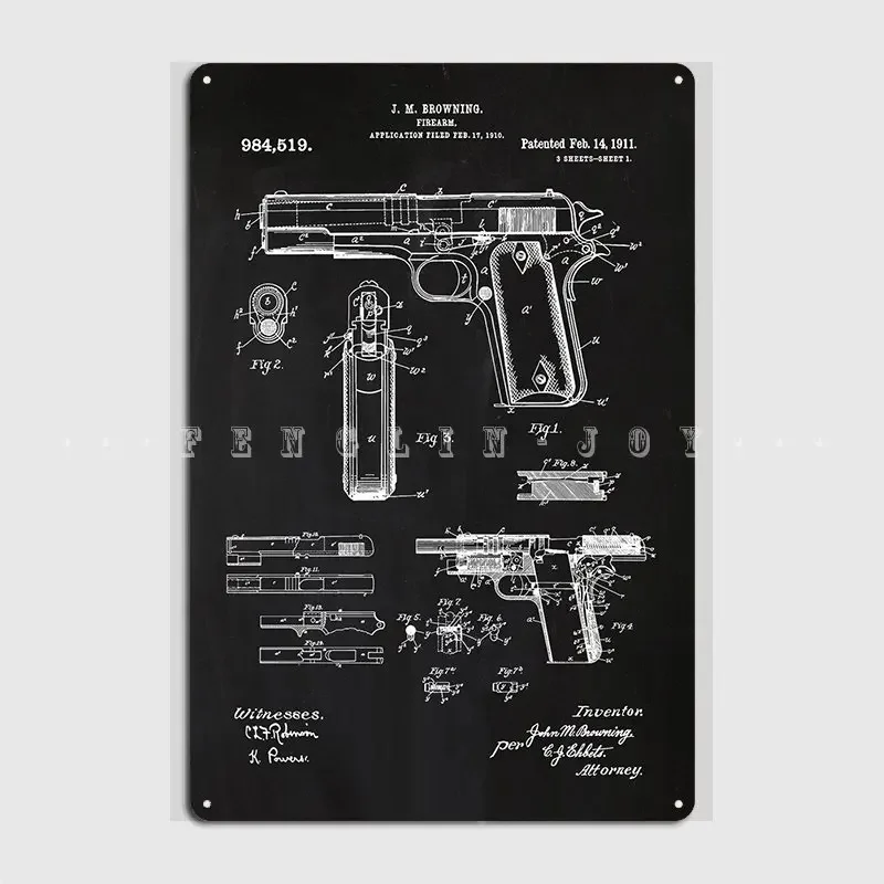 2 Colt 45 пистолет 1911 Па металлический знак настенная живопись роспись дизайн