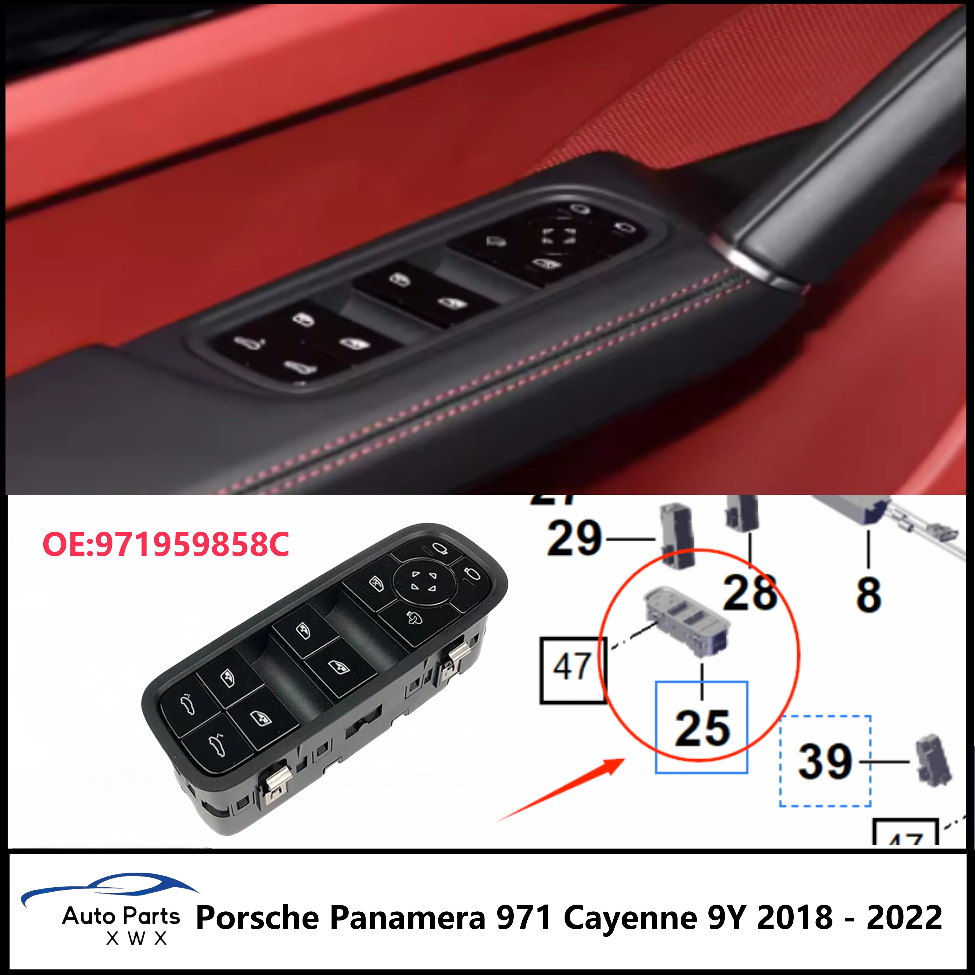 Nieuwe Power Ruit Spiegel Schakelaar Voor Porsche Panamera 971 Cayenne 9y 2018 2019 2020 2021 2022 971959858 c сегмент