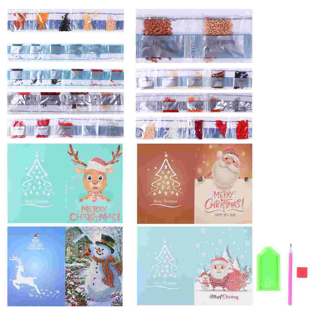 

4 Sets Beautiful Delicate Creative Christmas Cards Painting Cards for Gift Parents Children