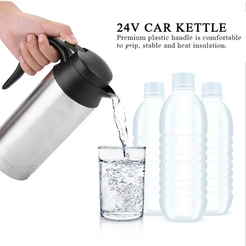 

750ml 24V Stainless Steel Heating Cup Kettle Water Heater Bottle for Tea Coffee Drinking Travel Car Truck