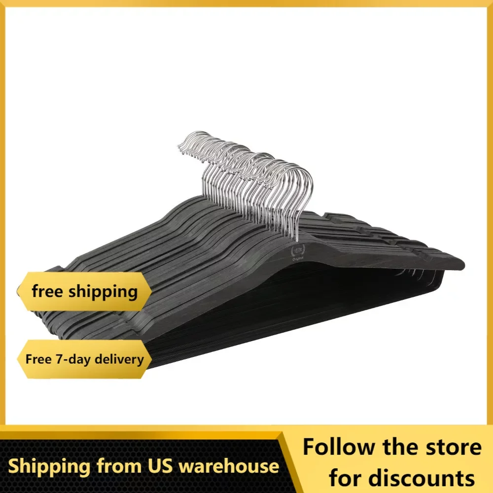 

Thin Wood Clothing Hangers, Pack of 30, Black