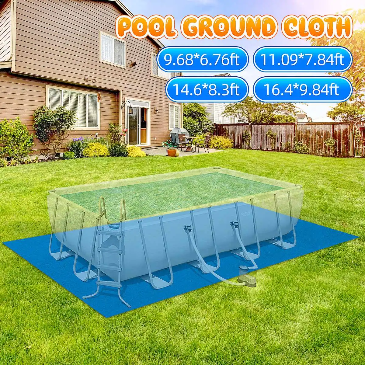 

Inflatable Swimming Pool Ground Cloth Square Floor Swimming Pool Cover Rainproof Dust Cover Dustproof Floor Accessory Pool