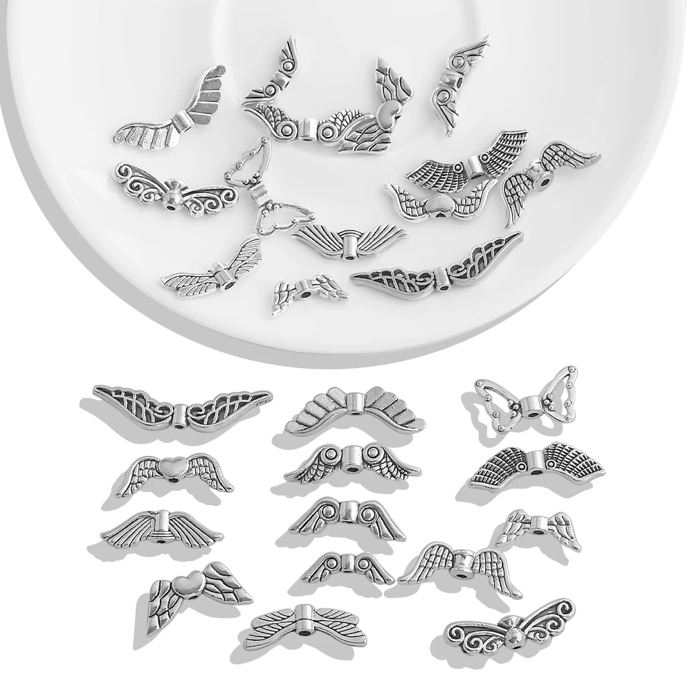 30 шт., металлические серьги-подвески в виде крыльев