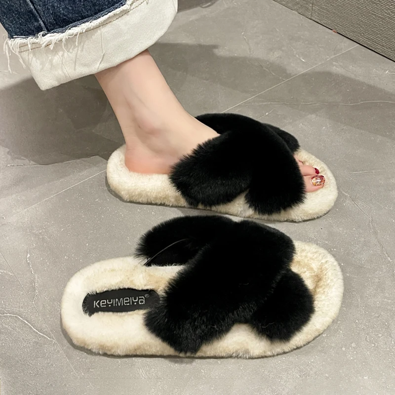 

Shoes Med Slippers Soft Slipers Women Slides Platform Fashion Fur Flip Flops Comfort 2022 Massage Luxury Flat Plush Rome PU