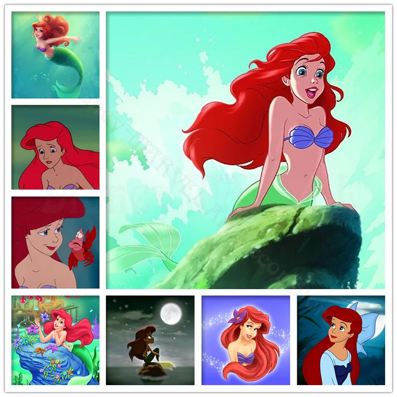 

Disney Diamond Painting Mosaic 5D Mermaid Cartoon Character Diy Diamond Anime Diamond Kids Room Decoration