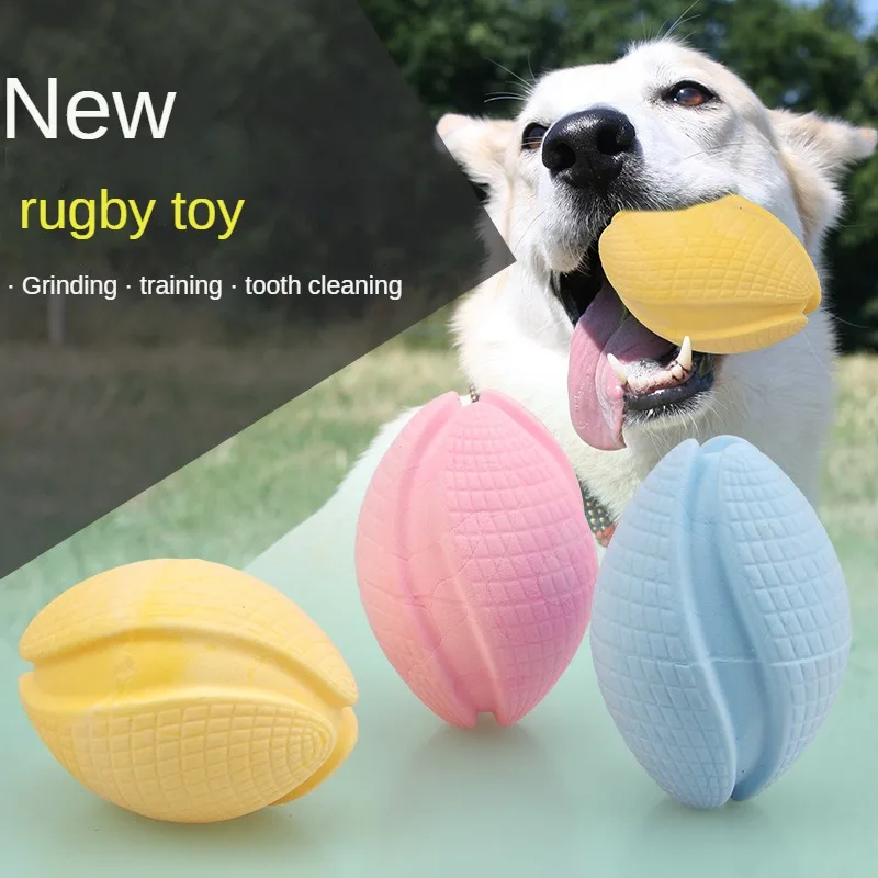 

Pet dog toy ball TPR Foaming milk scented rugby medium large dog teeth grinding bite decompression dog toys