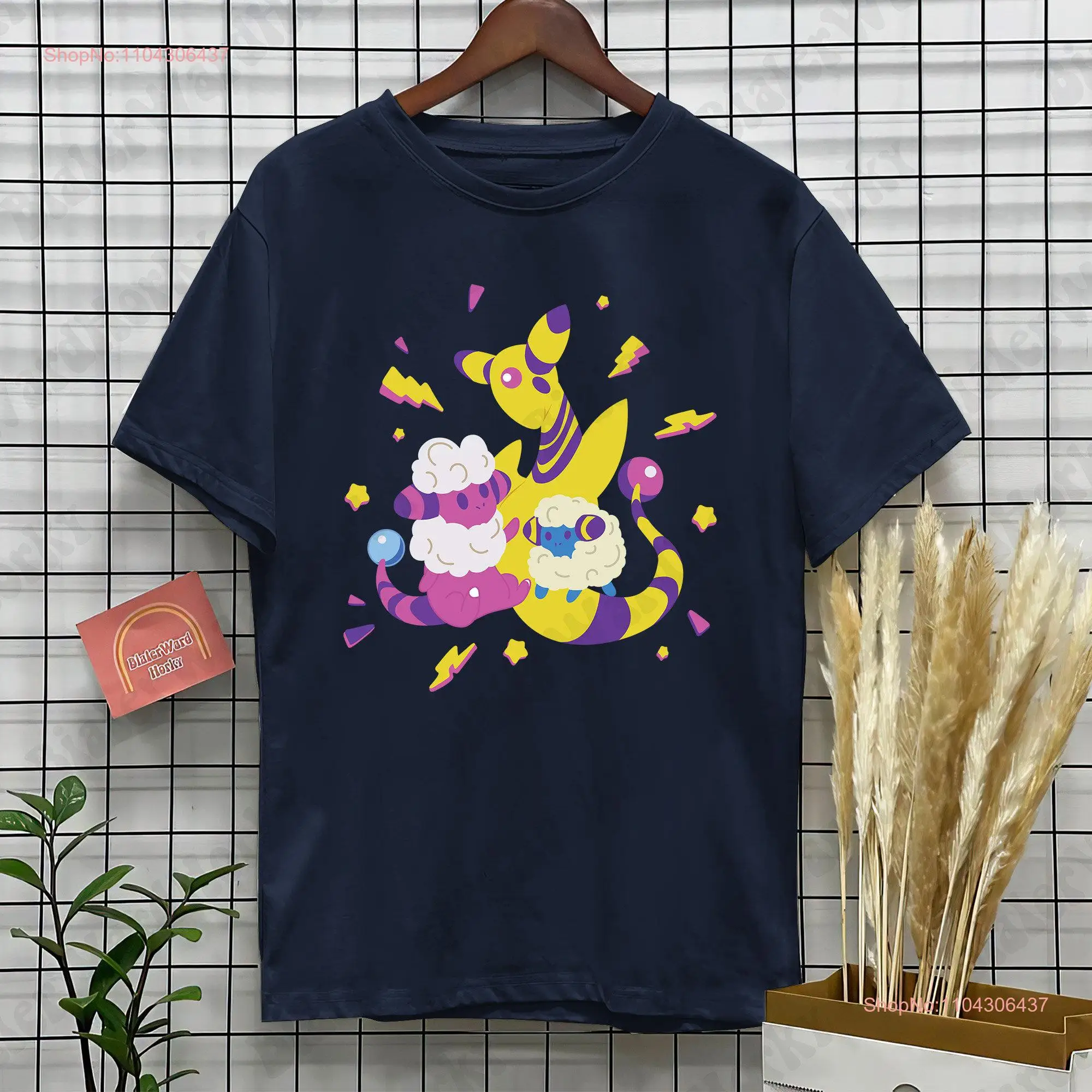 Забавная футболка Ampharos Mareep Flaaffy кавайный дизайн электрическая овца красочная