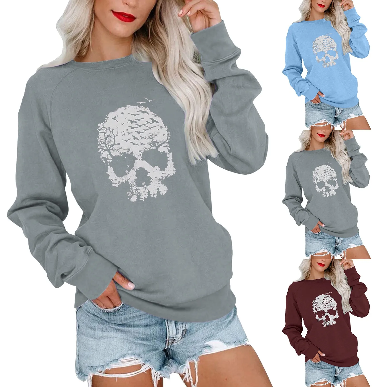 

Повседневные женские толстовки, женские повседневные толстовки с принтом, толстовки с длинным рукавом, пуловер, длинный размер