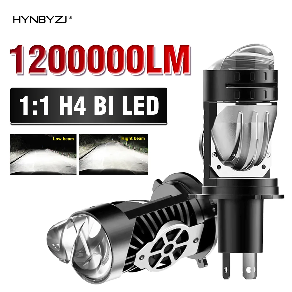 H4 BI светодиодный объектив проектора, автомобильная светодиодная фара Canbus 6000K, лампа дальнего/ближнего света с турбовентилятором 1200000LM для автомобиля/мотоцикла