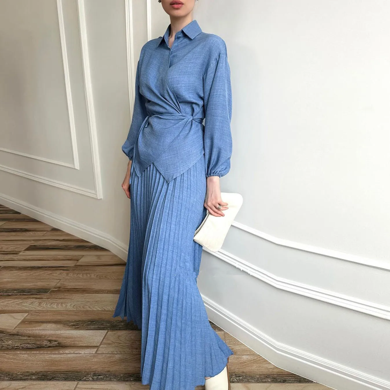 Комплект из двух предметов для женщин мусульманский комплект топ на завязках и