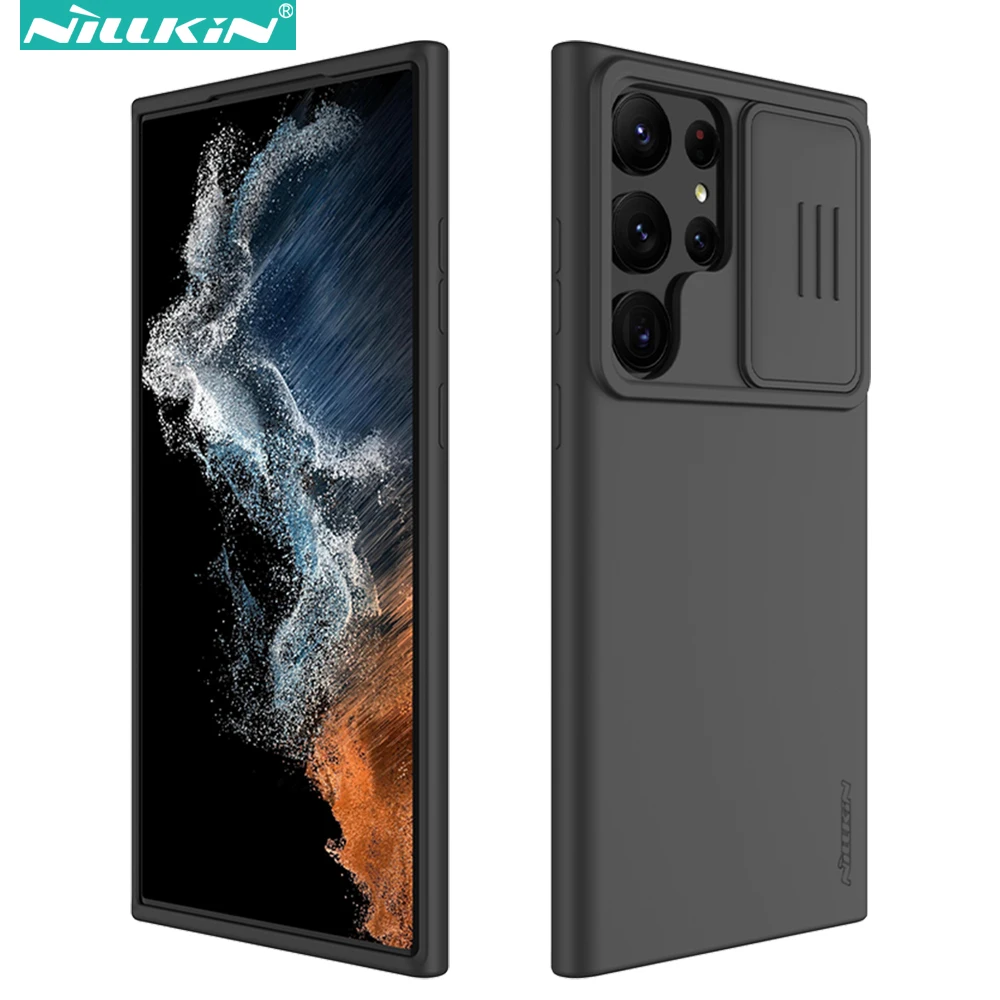 Шелковый силиконовый чехол CamShield для Samsung Galaxy S23 Ultra, защитный чехол Nillkin с накладкой на камеру