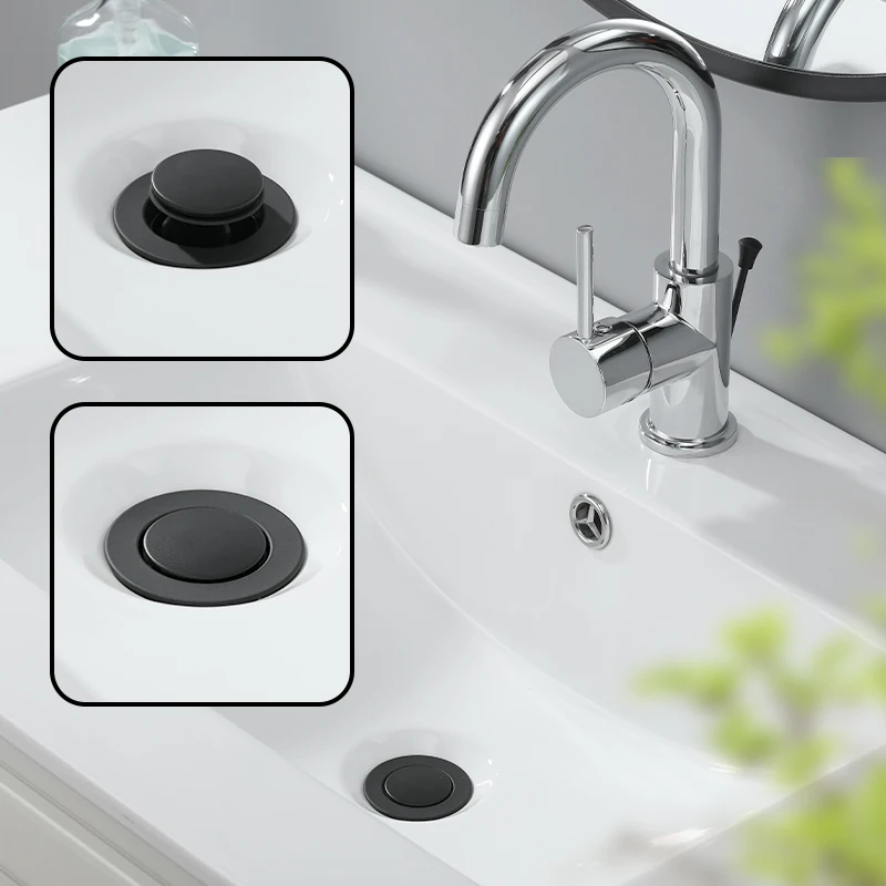 

Black Bathroom Lavatory Basin Sink Pop Up Drain with Lift Rod and Overflow ABS Anti-Rust Pop-Up Drain Stopper Sink Accessories