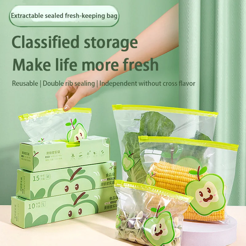 

Многоразовая сумка для хранения продуктов, прозрачный герметичный контейнер на молнии, с застежкой-молнией, для кухни
