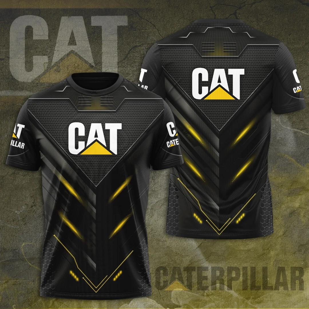 

Men's Summer 3D Print Excavator CAT Mechanical Work Clothes Man Kids Caterpillar Breathable O Neck T-shirt Casual Short Sleeves