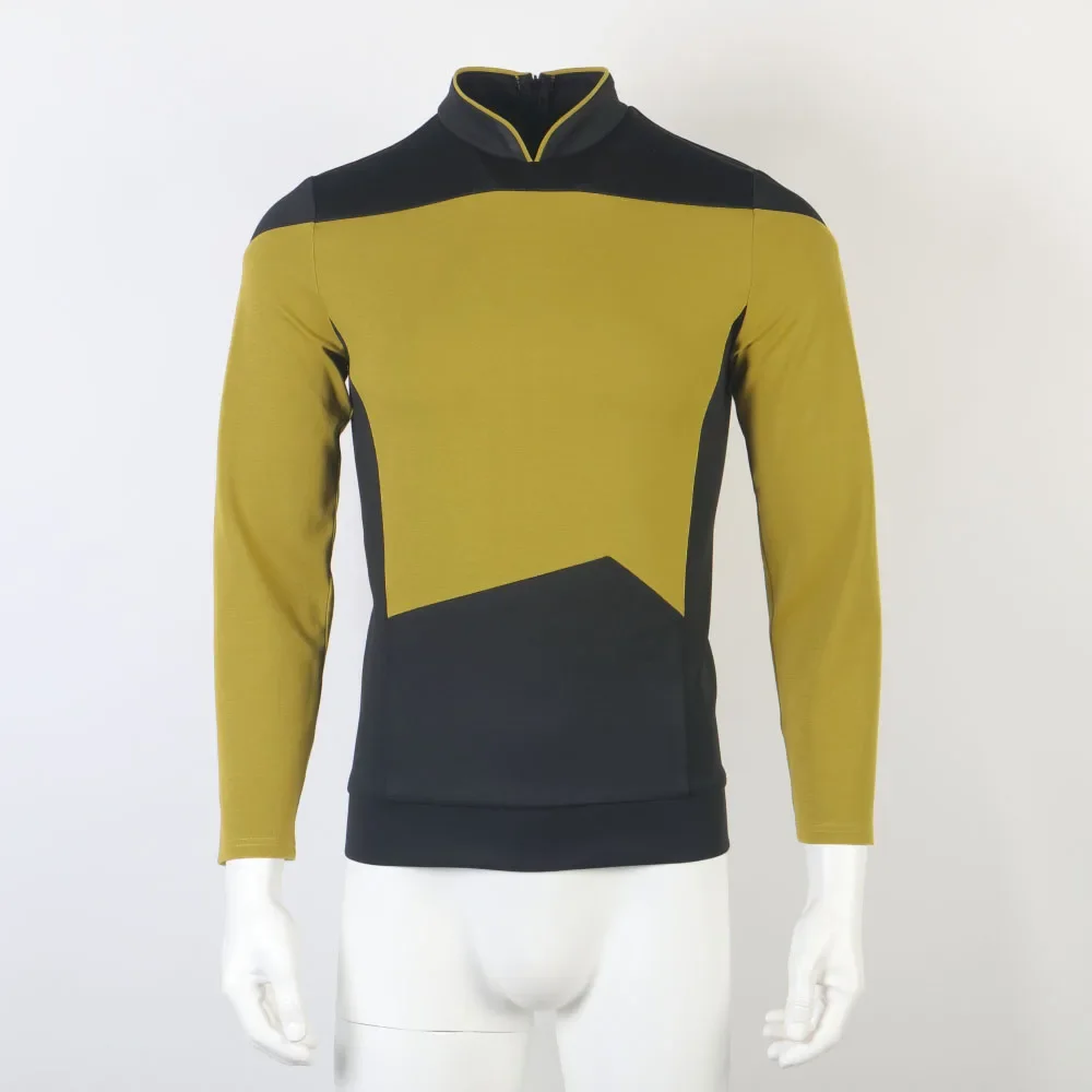 Фото Star TNG The Next Generation Trek Красная Желто-Синяя Рубашка Униформа Косплей Костюм Для Мужчин Пальто Хэллоуин Вечеринка №2
