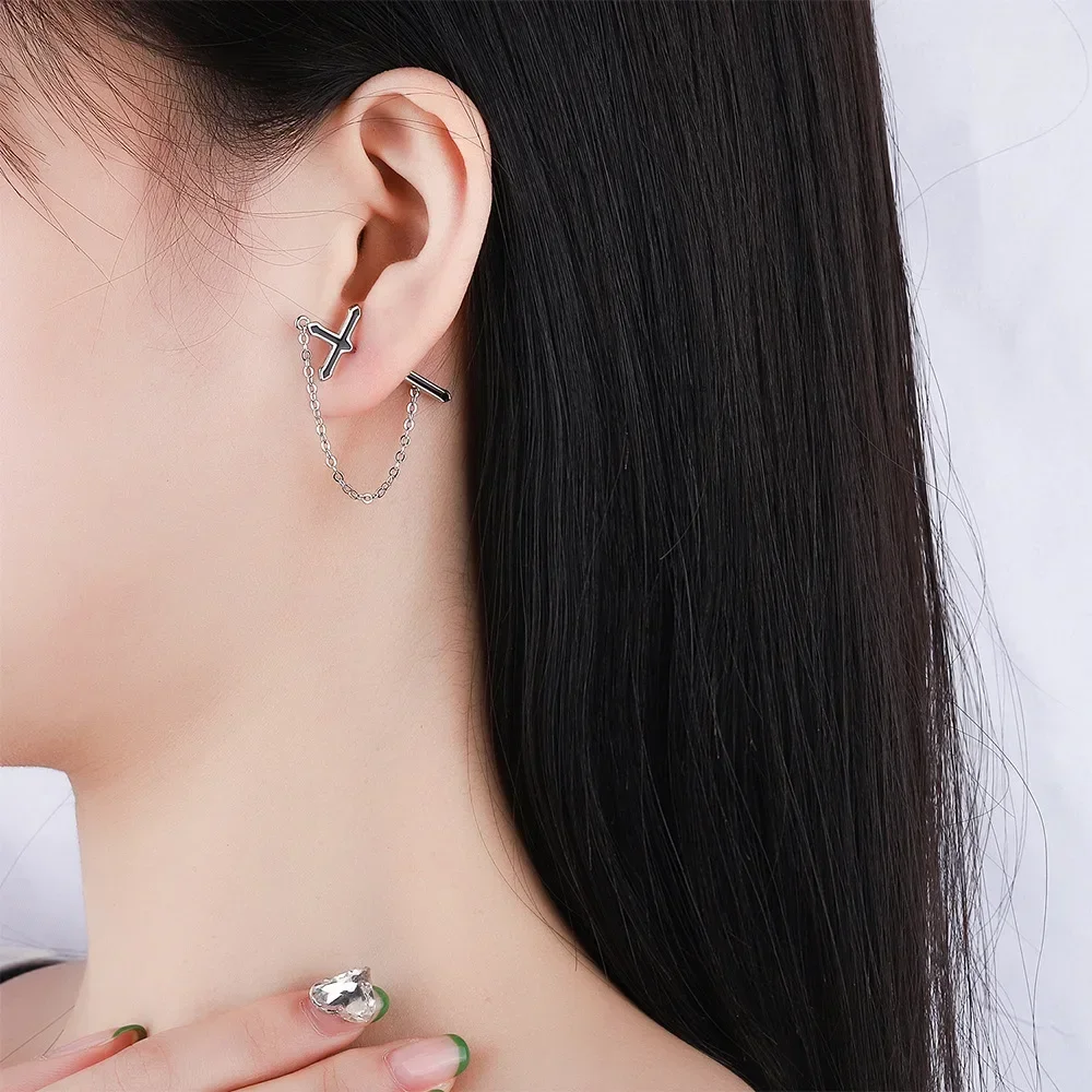 1 шт. серьги с черным крестом из стерлингового серебра 925 пробы для женщин новинка