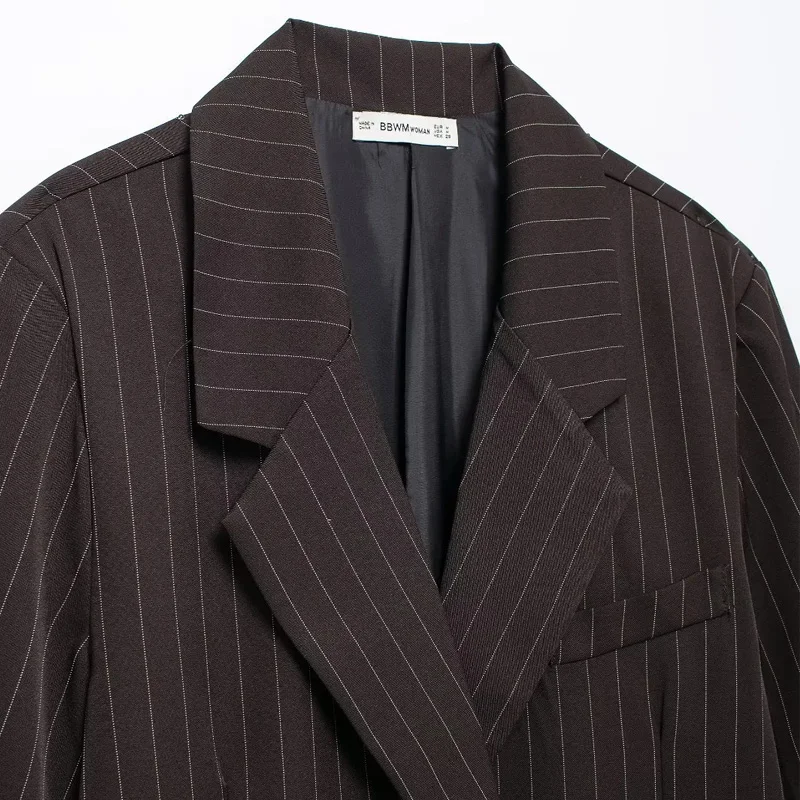 TRAF полосатый пиджак 2024 женский осенне-зимний элегантный офисный верхний костюм с