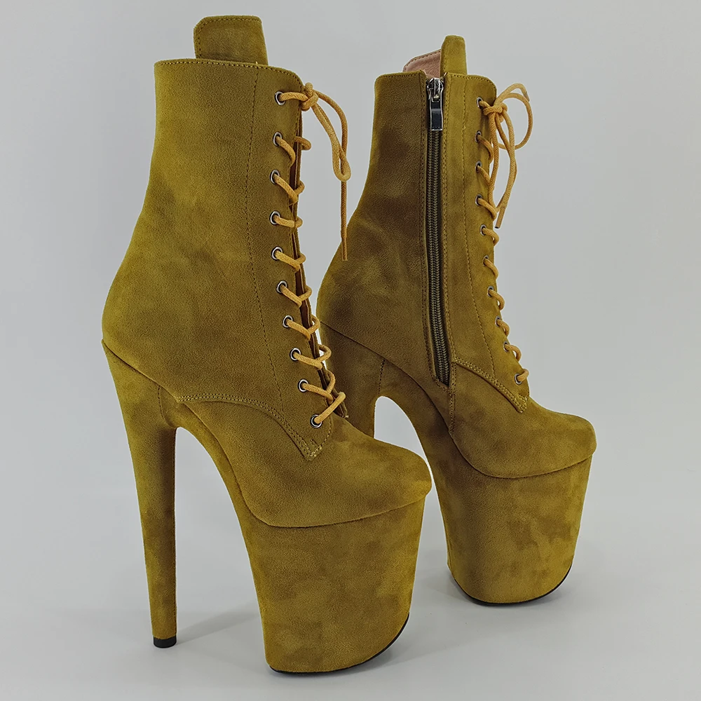 Leecabe Yellow Suede 20CM/8Inch Women's Platform disco party High Heels Shoes Pole Dance boot