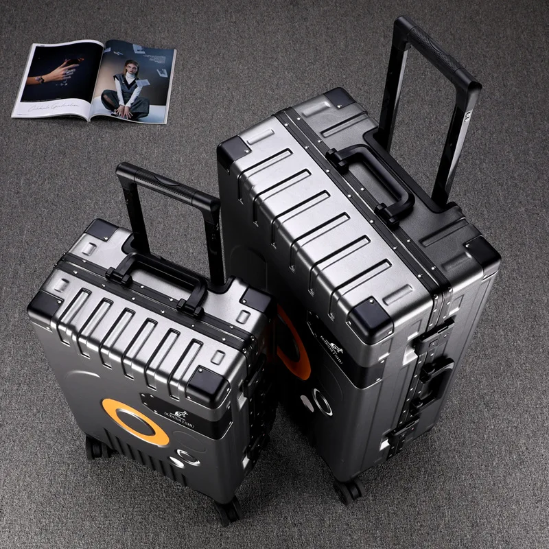 Travel spinner luggage 20/22/24/26 inches Men Aluminum frame rolling suitcase woman Fashion trolley case business Boarding box