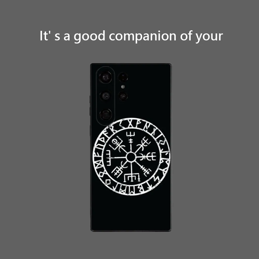 V-Viking Vegvisir Logo Phone Case for Samsung Galaxy S25 Ultra S22 S23 S24 S21 S20 5G Protective Soft Silicone TPU Funda