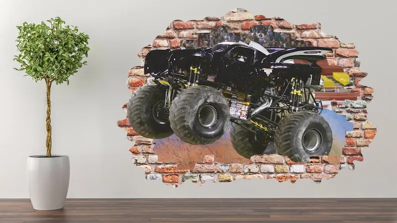 

Monster Truck Wall Decal Room or Game Room Art Decor Sticker Vinyl A-330