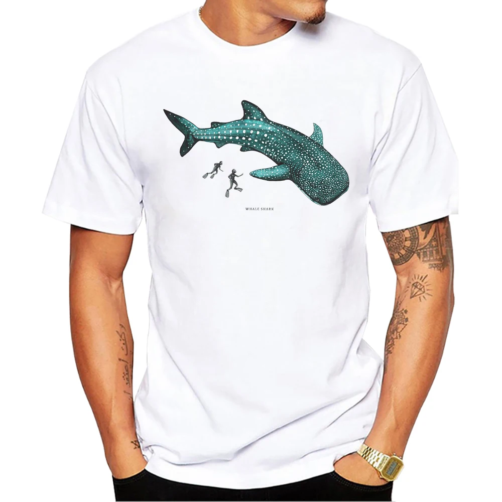 Teehub gemalt Walhai Tops Hammerhead Hai Print Männer T-Shirt O-Ausschnitt Männer Kleidung Kurzarm männlich lässig Streetwear – Detail 7