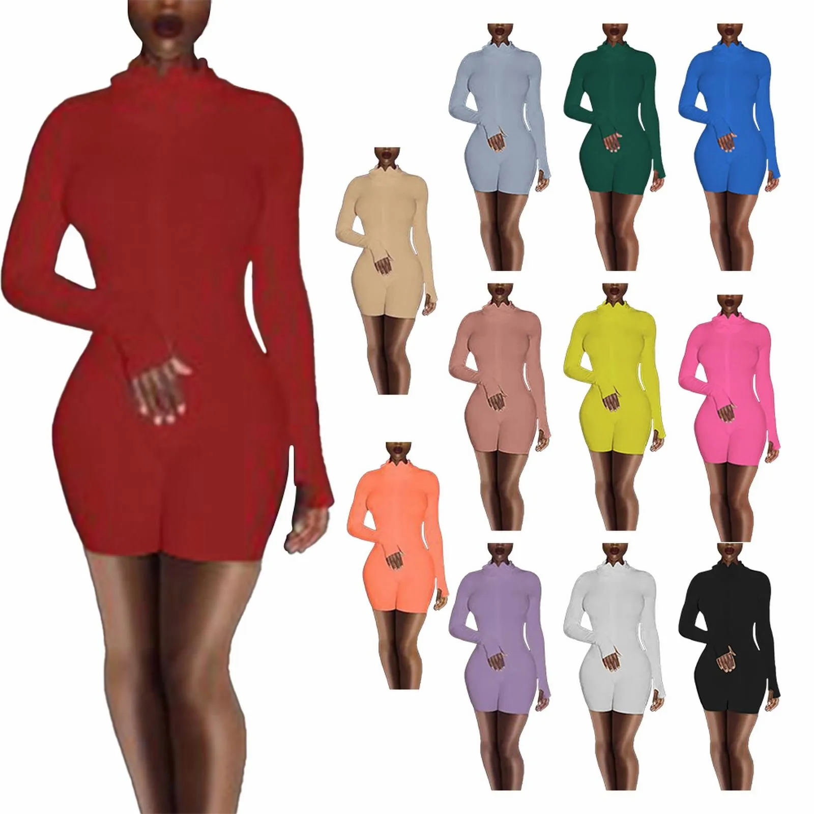 

Women Sport Yoga Workout Ribbed Zipper Long Sleeve Embroidery Sport Shorts Jumpsuits Maternity Bib Overalls