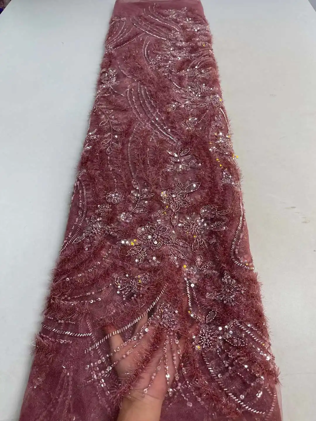 

African Sequins Lace Fabric 2023 High Quality Beaded Groom Lace French Lace Fabric Sewing Nigerian Lace Fabric For Wedding Dress