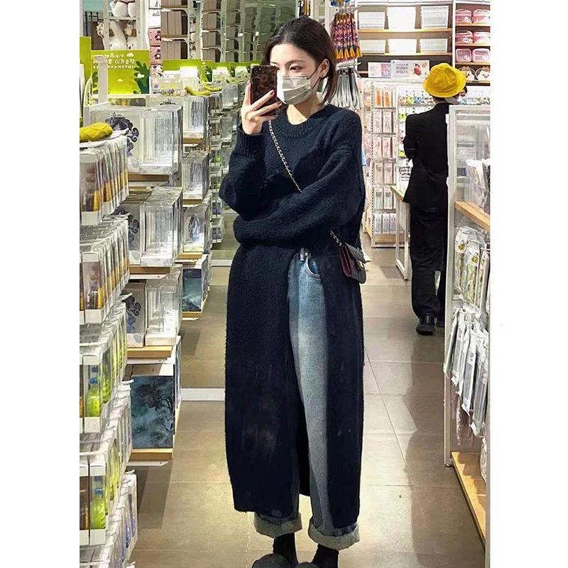Knitted dress Women Autumn and Winter New Inner wear High-Grade Temperament French sle Loose Lazy Design Sense Long