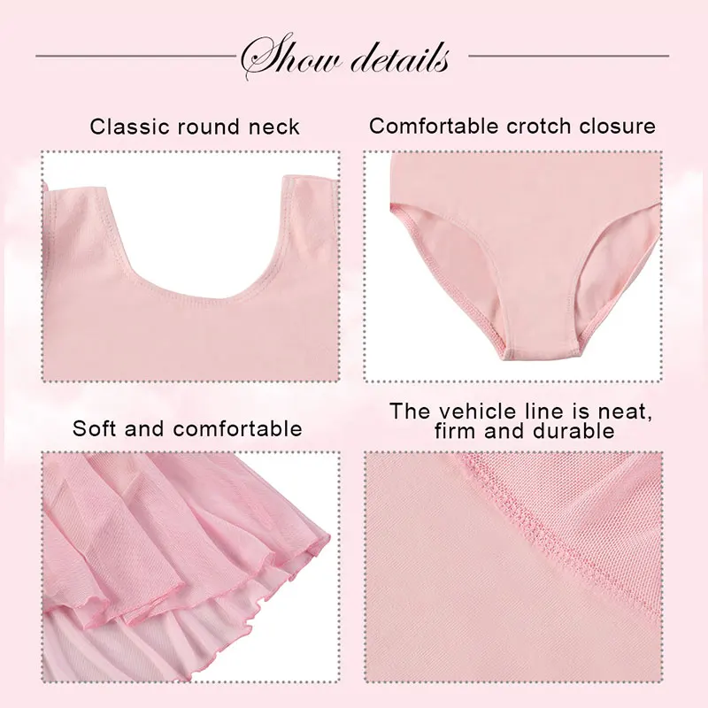 AOQUNFS Girls Ballet Dress Dance Leotards Tutu Ballet Kids Gymnastics Leotard Double Sleeve Ballet Ballerina Training Costumes