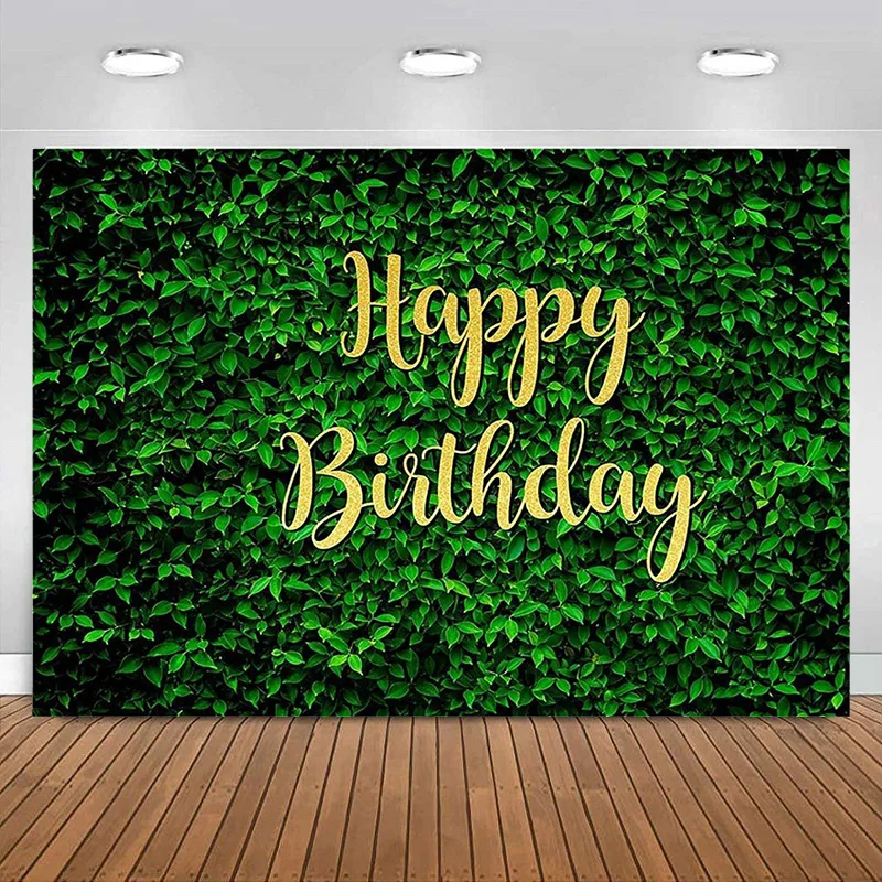 

Фотофон с зелеными листьями на день рождения для украшения джунглей