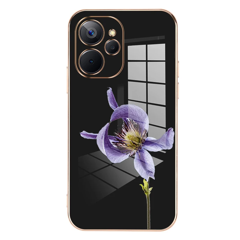 

Plant Pattern Plating Phone Case For Oppo Realme C53 11 Pro Plus Back Cover