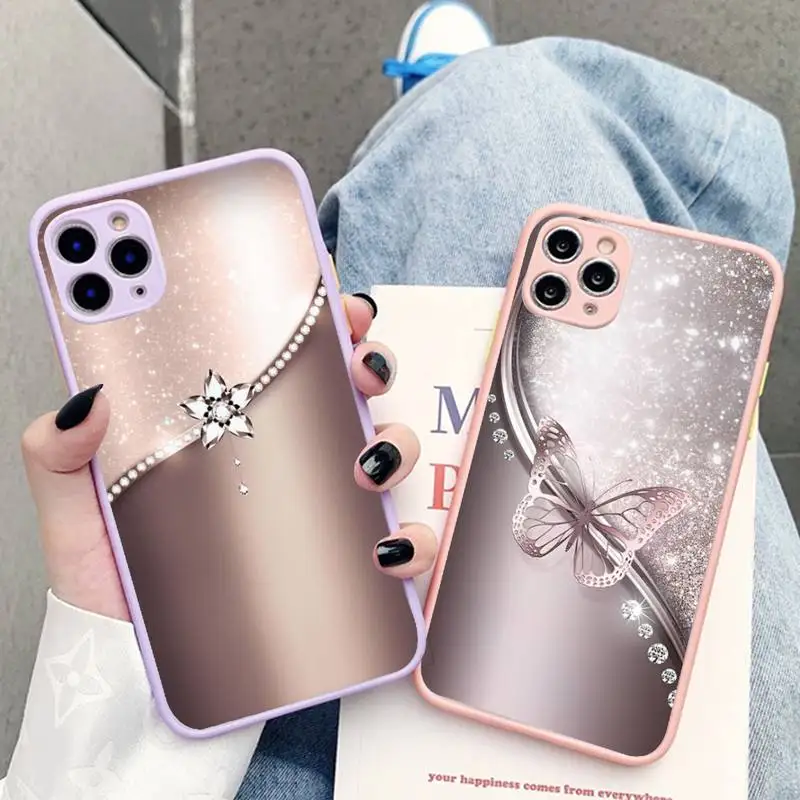 

Love Bow Clear Phone Case for iPhone X XR XS 7 8 Plus 11 12 13 pro MAX 13mini Translucent Matte Case