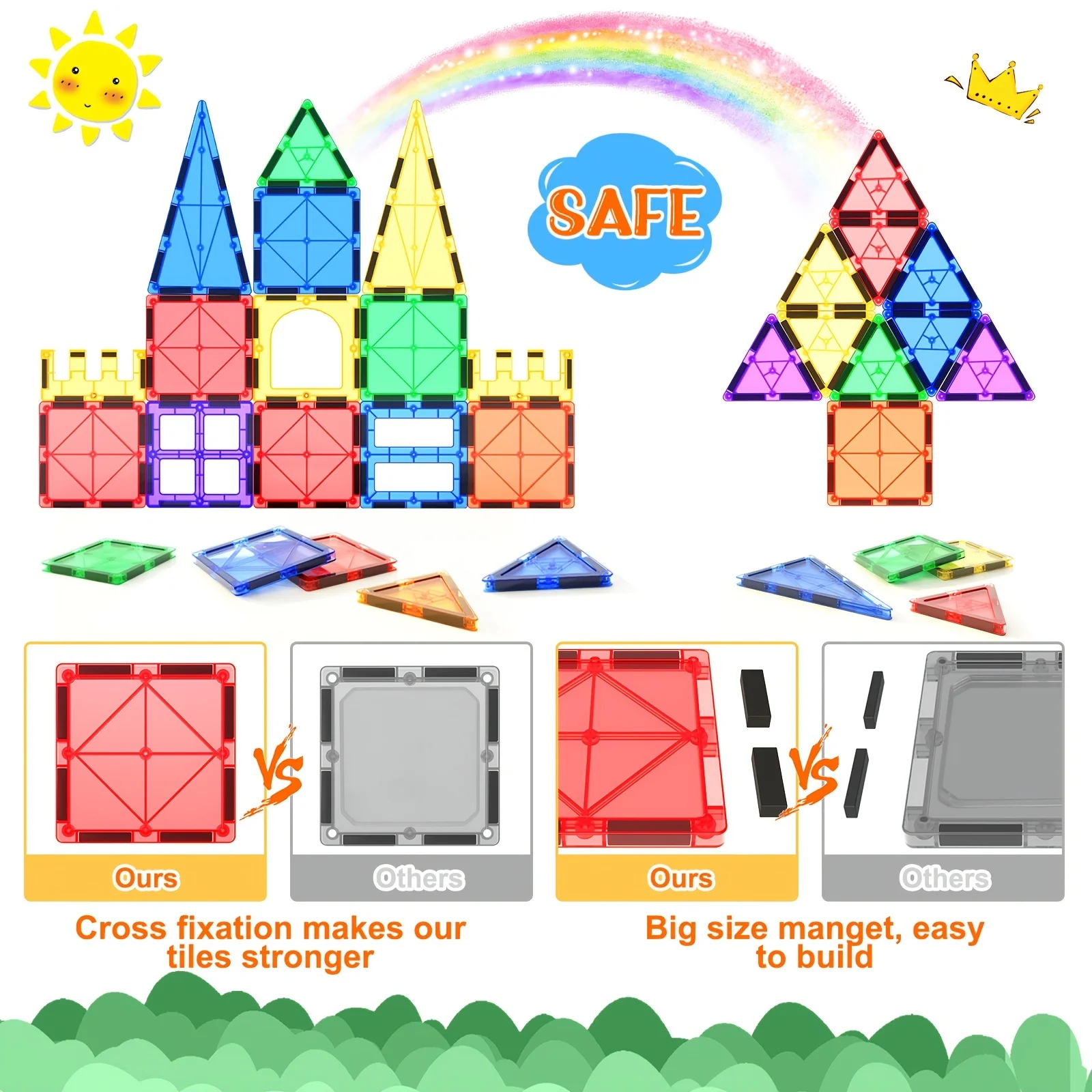 Magnetic Building Blocks Puzzles for Boys and Girls Ages 3 UpMagnetic BlocksEducational STEM ToysFor Toddler Play