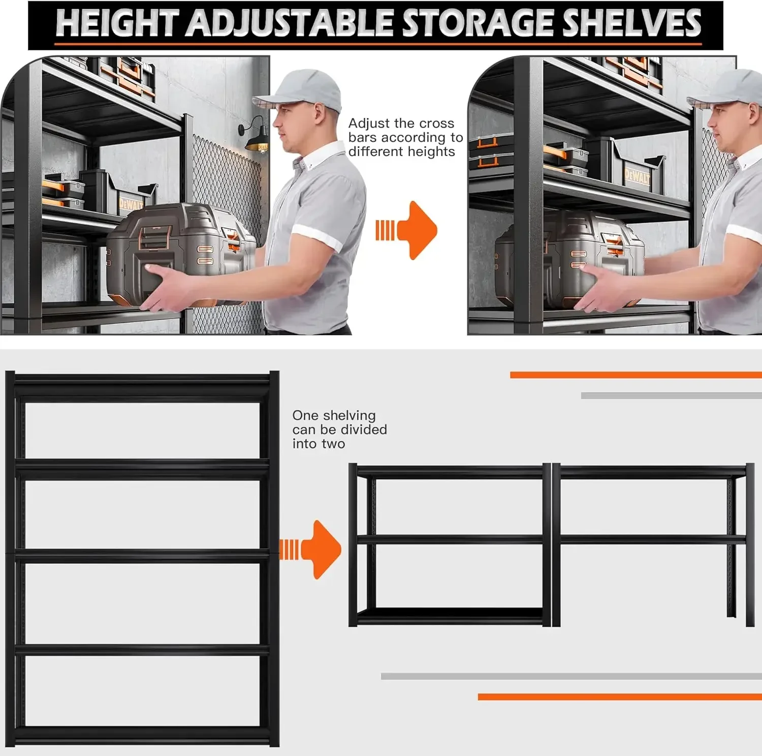 Стеллажи для гаража 40 дюймов 72 дюйма 2000 фунтов