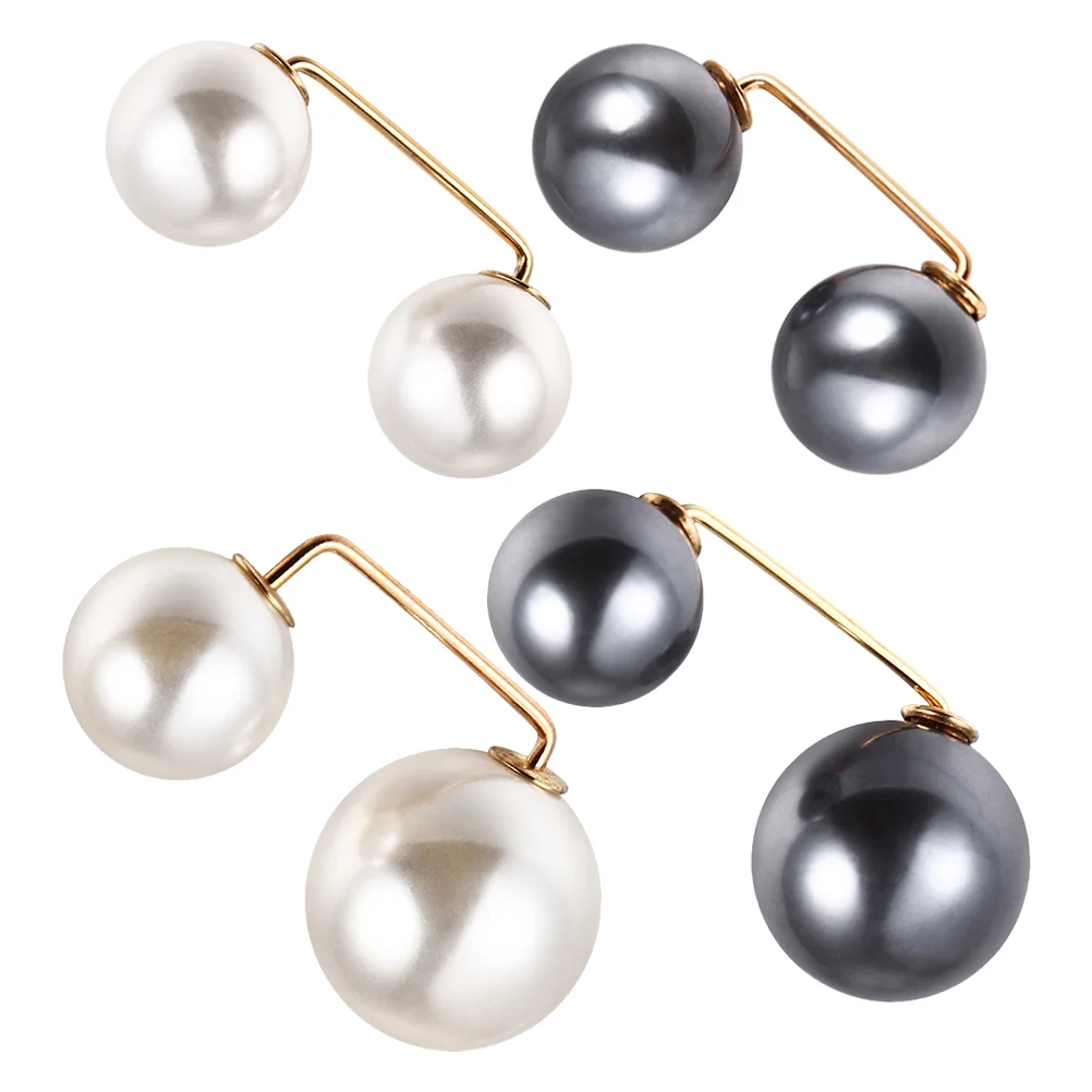 

4 шт. жемчужные прямые булавки для рубашки пуговицы воротник без ногтей безопасные аксессуары для одежды искусственный жемчуг броши Miss женс...