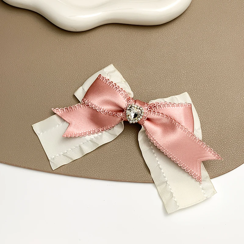 

AISHG Cream Colored Bow Tie Hairpin Women Cute Ponytail Love Sparkling Rhinestone Headwear Girls Hair Clips Hair Accessories