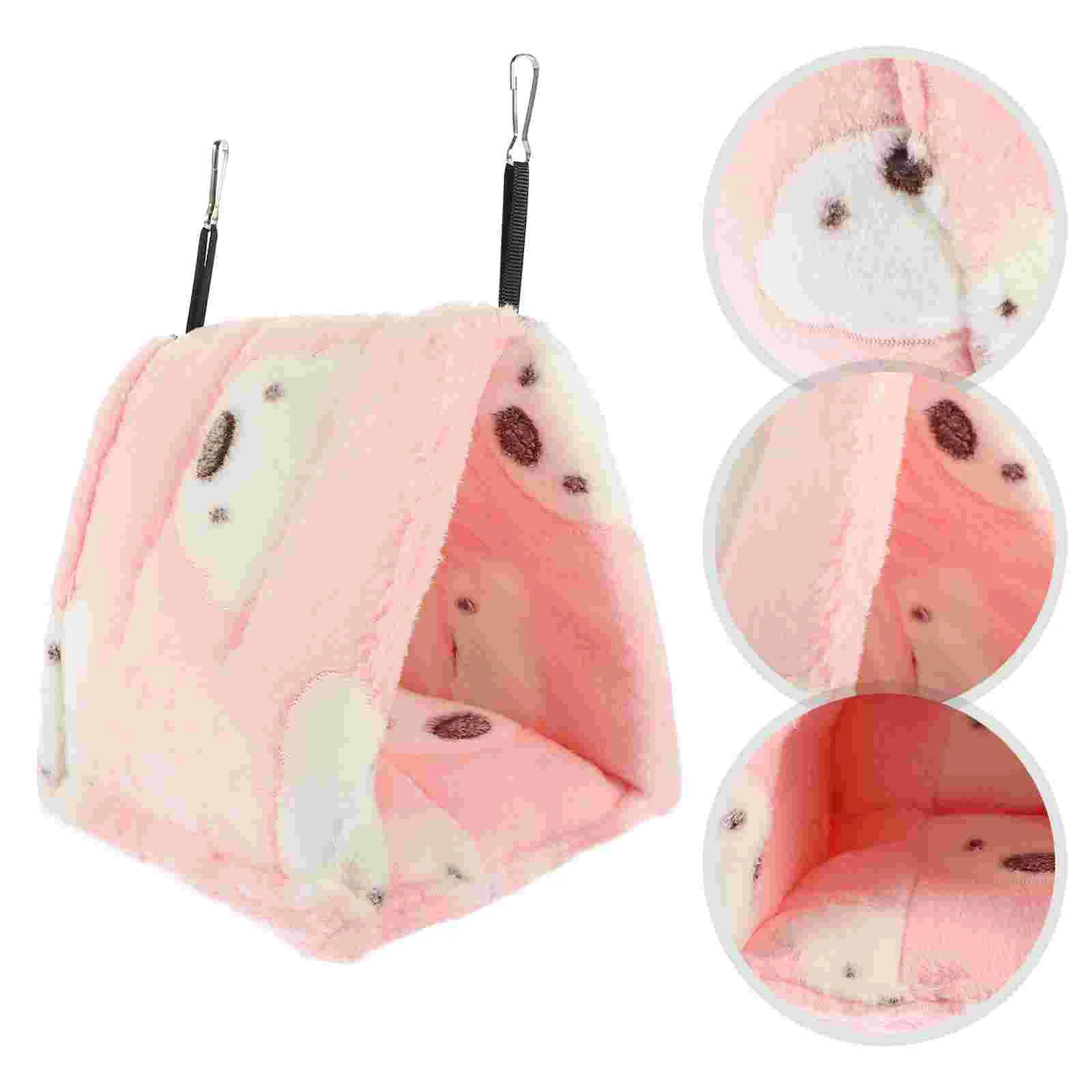 

Hamster House Bed Guinea Hammock Hanging Cave Cage Bird Animal Sleeping Hideout Hedgehog Cozy Warm Hut Plush Parrot Hideaway