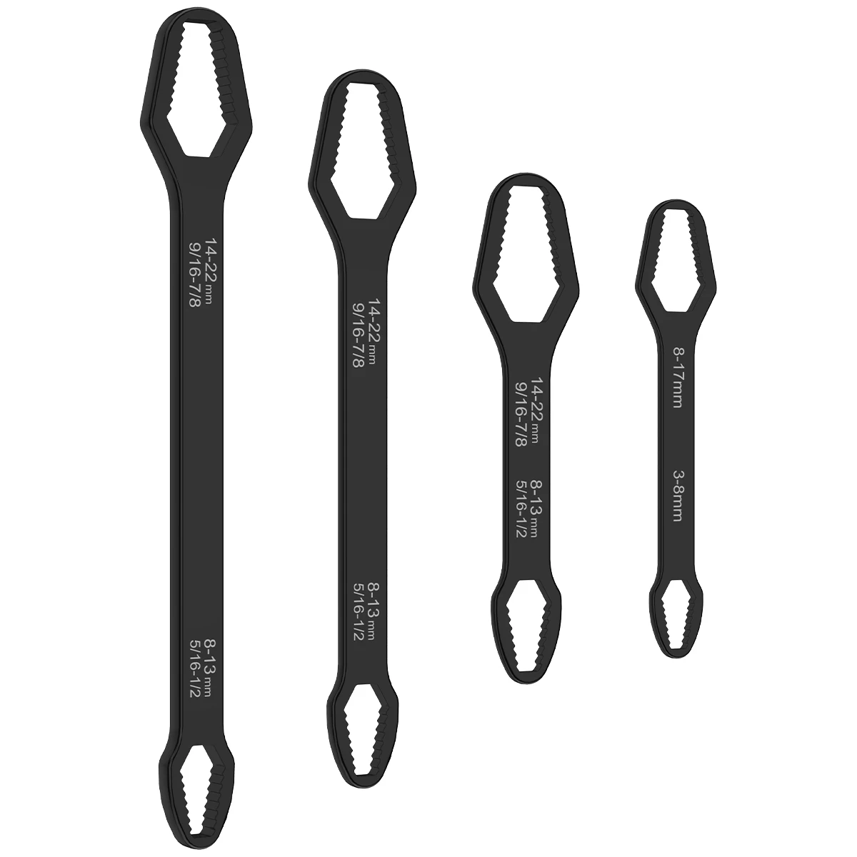 

4Pcs Multifunctional Wrench Set Double-head Torx Wrench 5/16inch-7/8inch and 1/8inch-11/16inch Self-tightening Spanner Hand