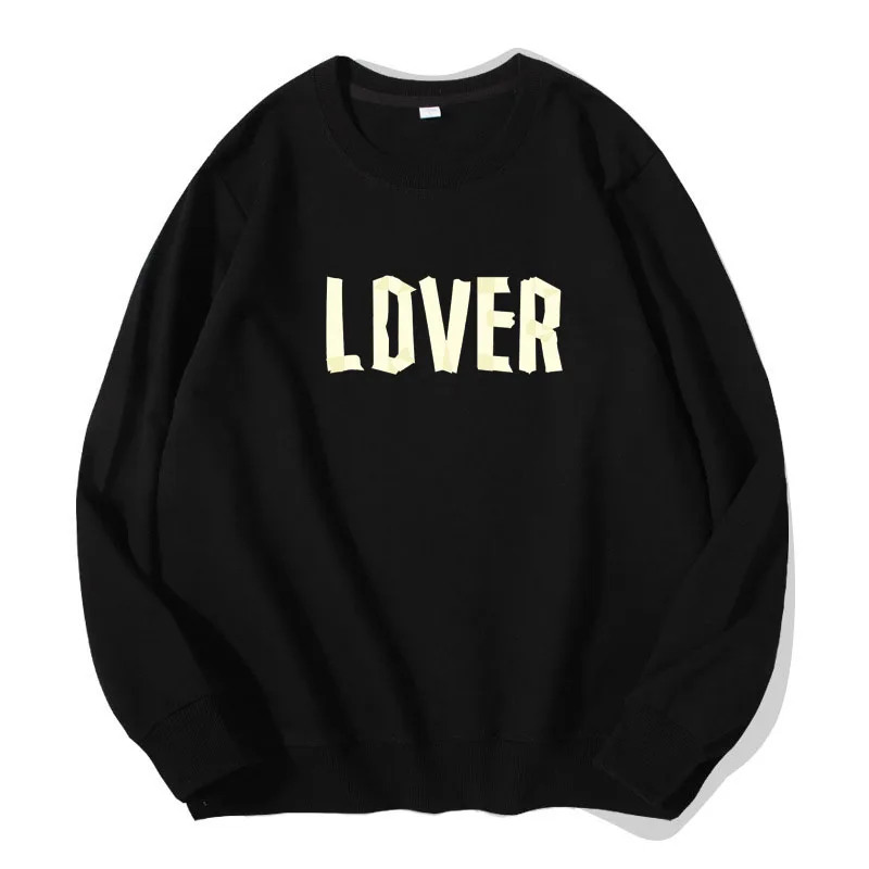 

Весенне-осенняя Новая женская повседневная одежда, пуловер, свитшот с надписью для влюбленных, толстовки для девочек из чистого хлопка, топы с длинным рукавом