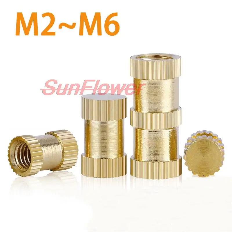 

10/20/50pcs M2 M2.5 M3 M4 M5 M6 Solid Brass Pure Copper Metric Thread Injection Molding Knurl Insert Nut Nutsert Embedded
