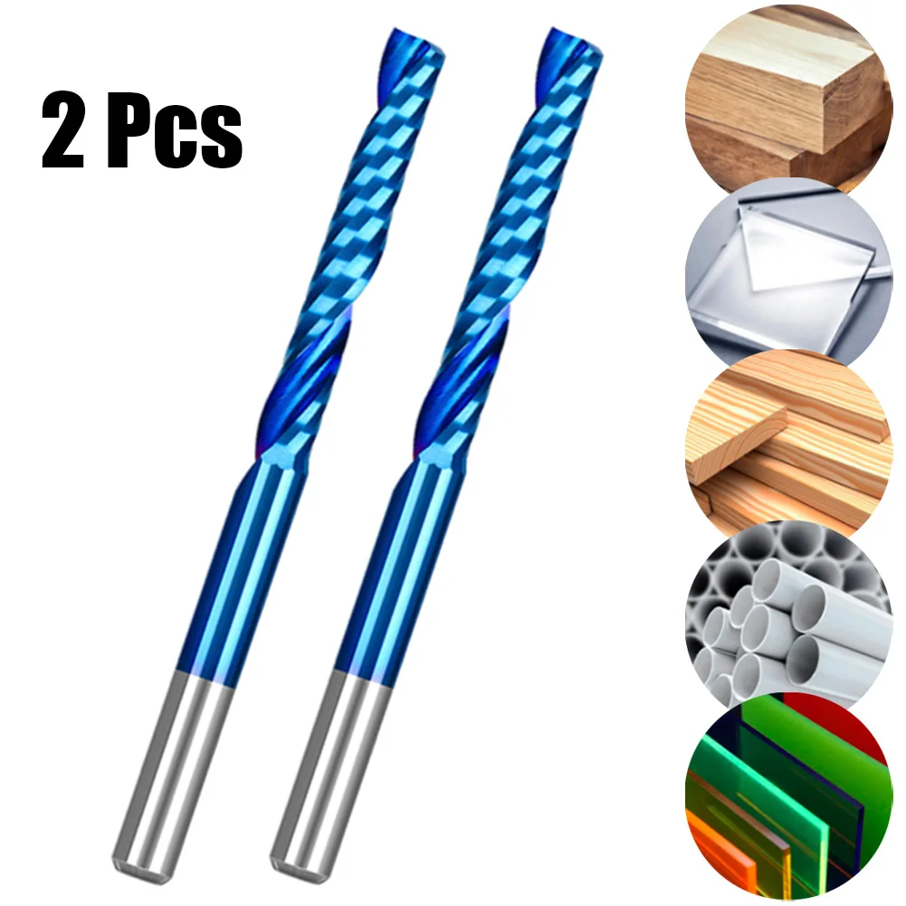 

2pcs 4mm End Mills Shank Flute End Mill Blue Carbide Coating Routers And CNC Routers Bit Single Flute End Milling Cutter