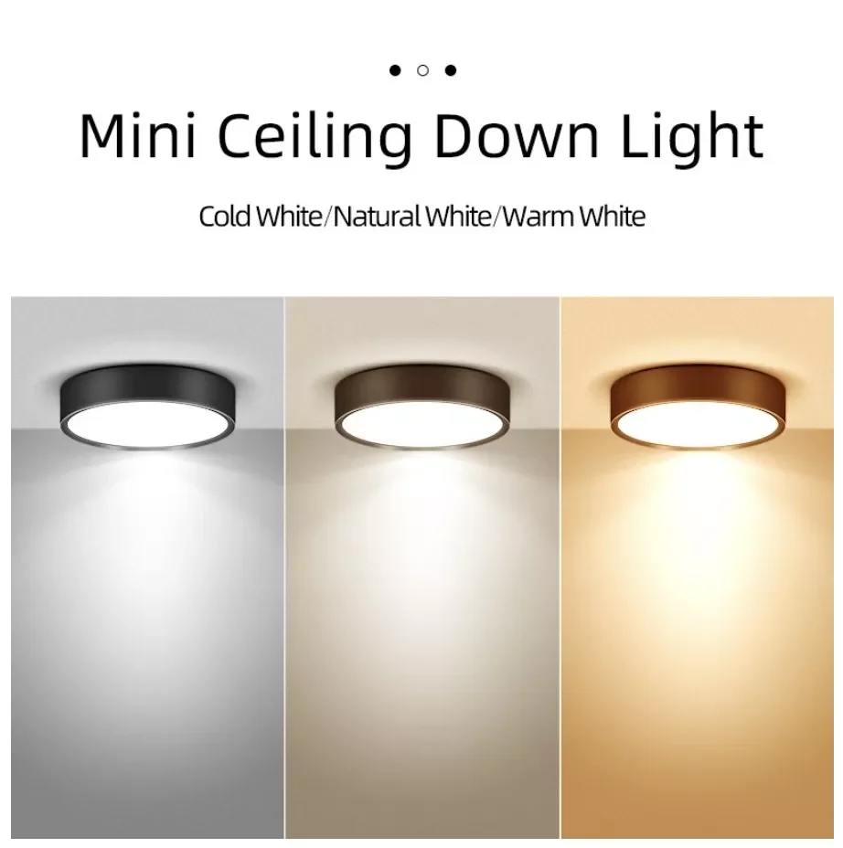 

NEW Normal Ceiling Light LED Down Light Surface Mounted Downlight Ultra-thin Tricolour Panel Light Adjustable Angle LED Down