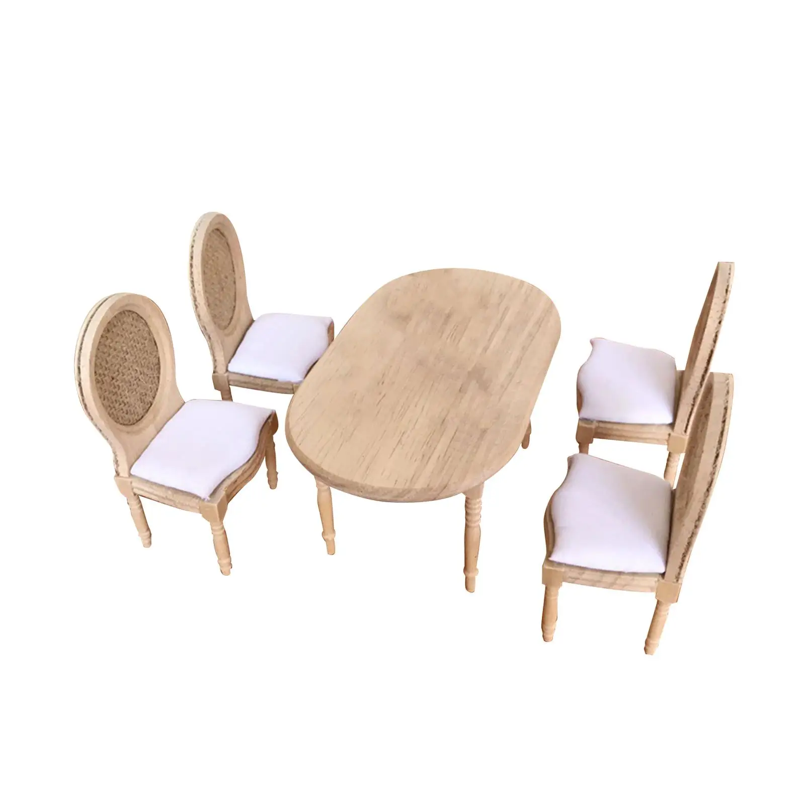 

1:12 Scale Dining Table Chair Wooden Decorations Furniture Model for Dollhouse DIY Fitments