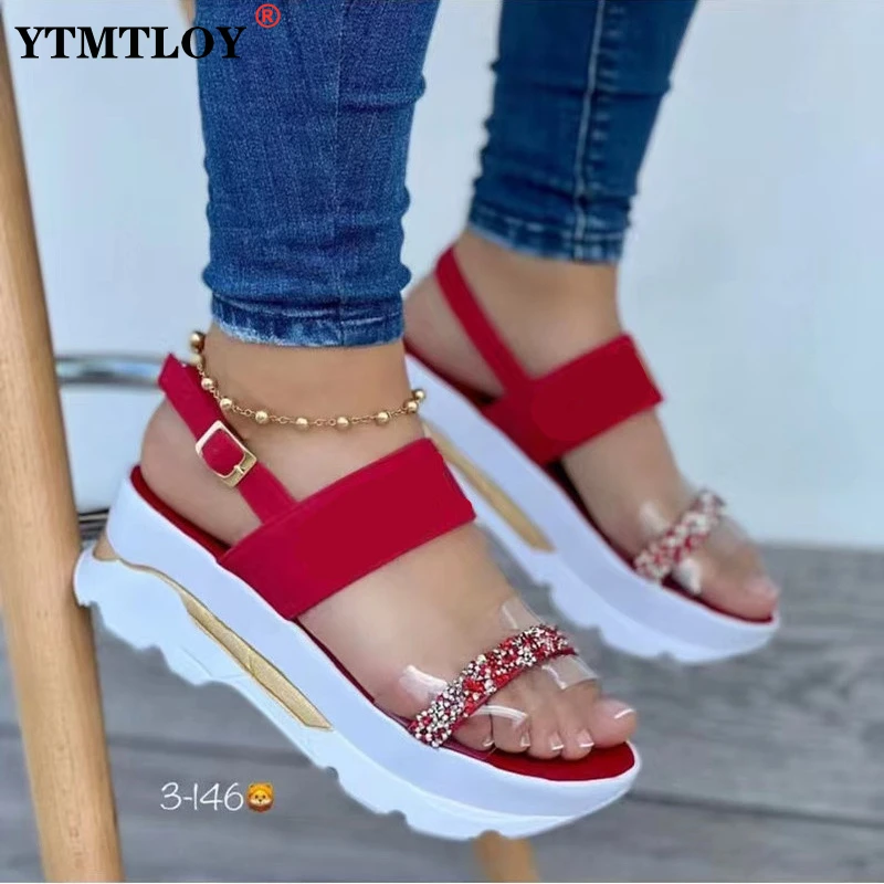 

Шлепанцы женские на платформе, однотонные сандалии на танкетке, уличные легкие повседневные римские тапочки, лето