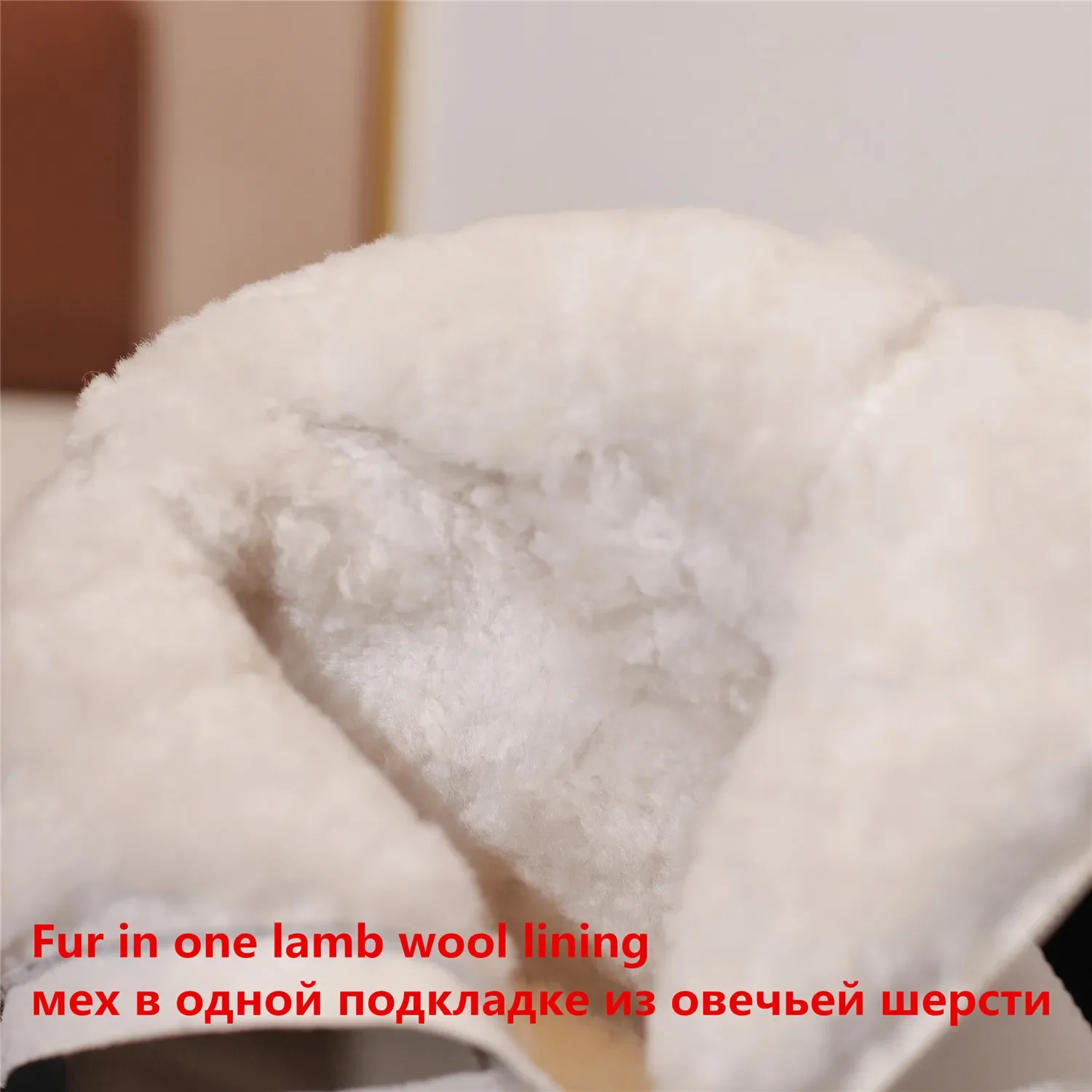 Женские зимние ботинки из меховой спилка воловьей кожи на блочном каблуке с