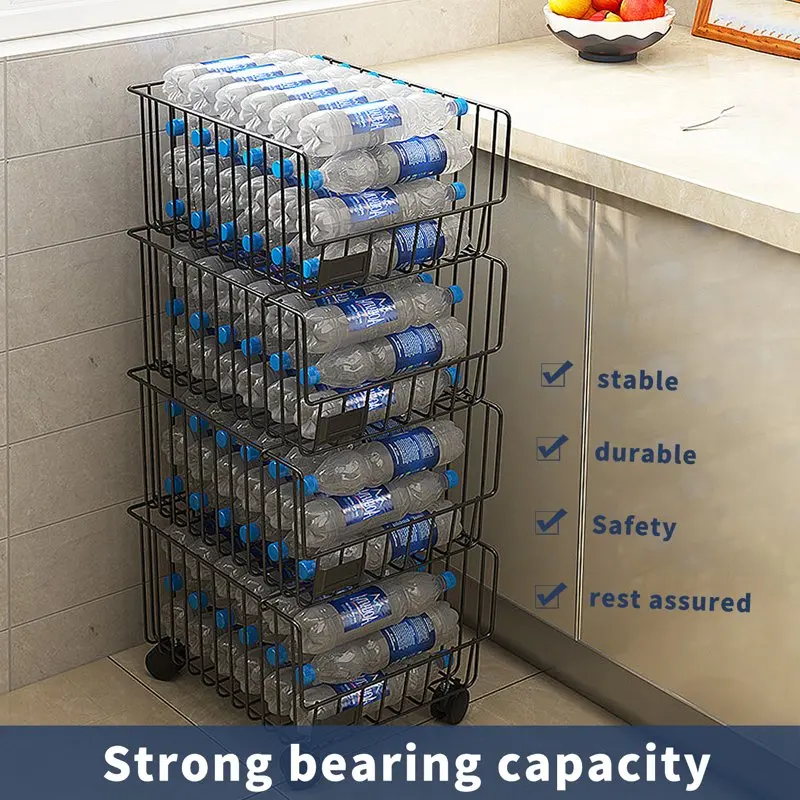 

Wire Storage Basket with Wheels, Rolling Vegetables Fruit Basket Organizer with Casters, Utility Rack for Kitchen, Pantry, Bathr